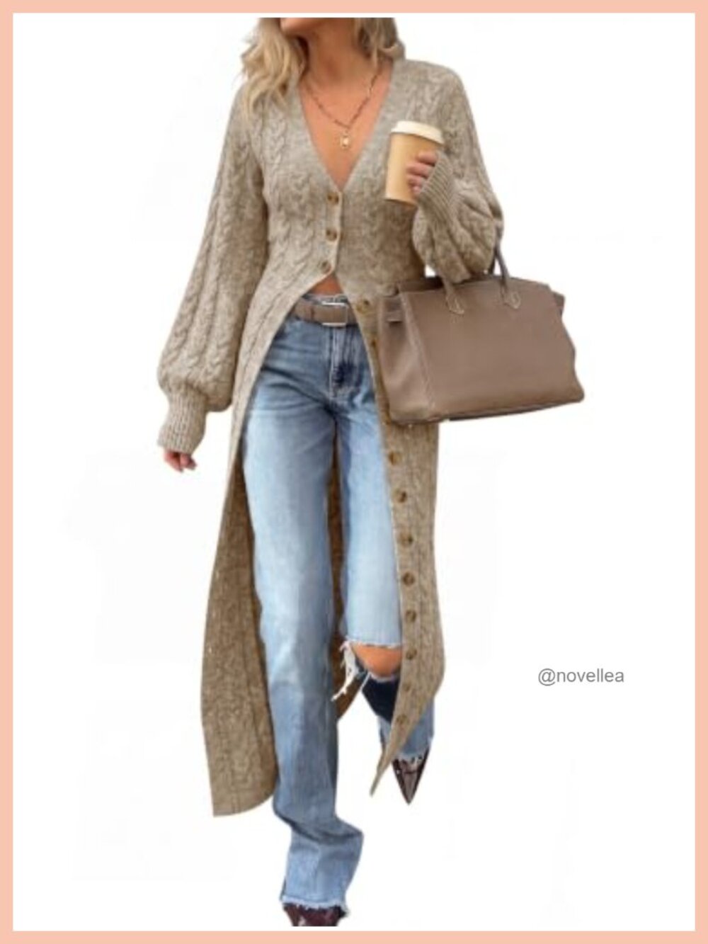 Chunky Knit Long Duster Cardigan Button Down Maxi Sweater Dress